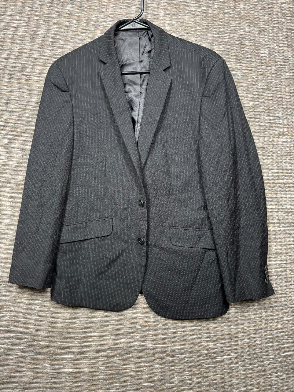 Kenneth Cole Reaction Blazer Sport Coat Suit Jacket Mens 40S Black Striped